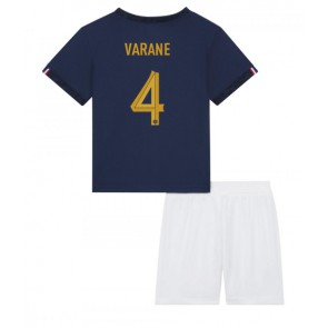 France Raphael Varane #4 Replica Home Stadium Kit for Kids World Cup 2022 Short Sleeve (+ pants)